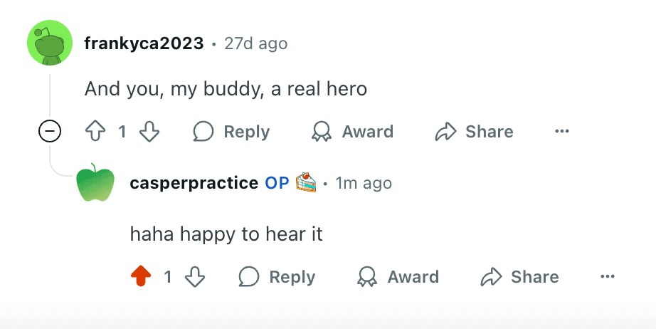 Screenshot of a Reddit comment on r/CASPerTest recommending CasperPractice.